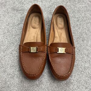 Giani Bernini Dailyn Leather Flats Loafers Womens 8.5 Brown Memory Foam Classic